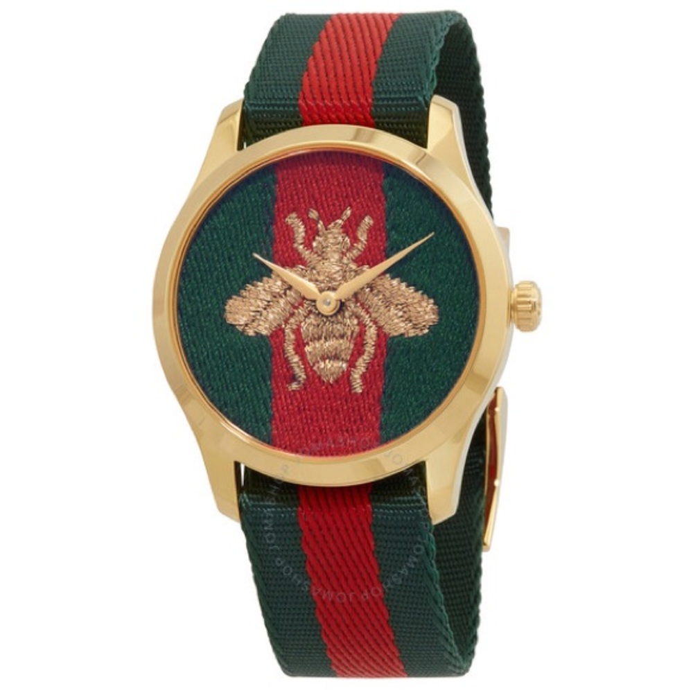 Gucci Gold and Green Luxury Watch